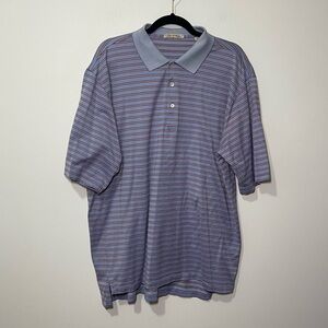 Peter Millar men's blue red striped Short Sleeve Striped polo shirt in size XL